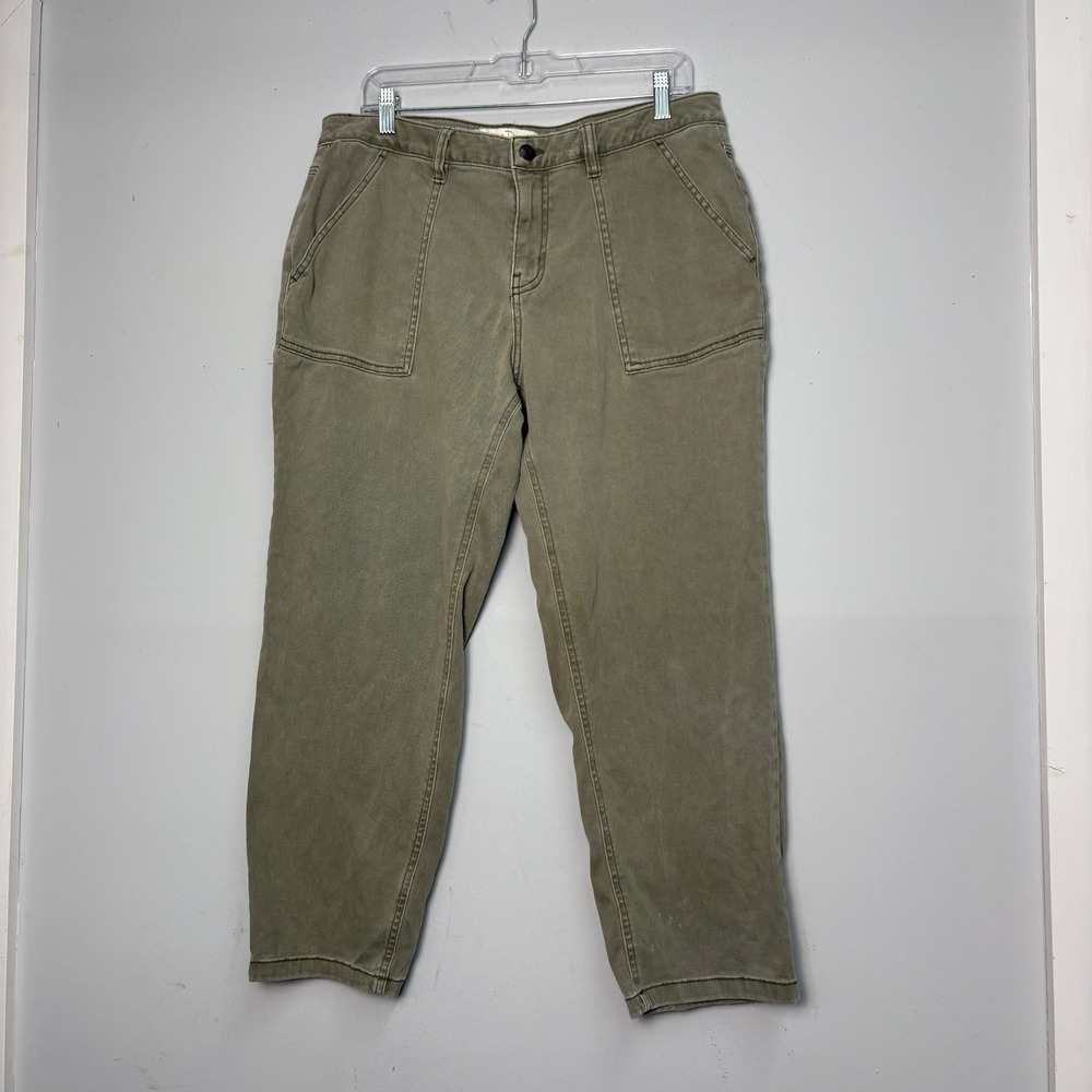 Cato Denim Women 16W Olive Green High Rise Utility Patch Pocket Crop Pants